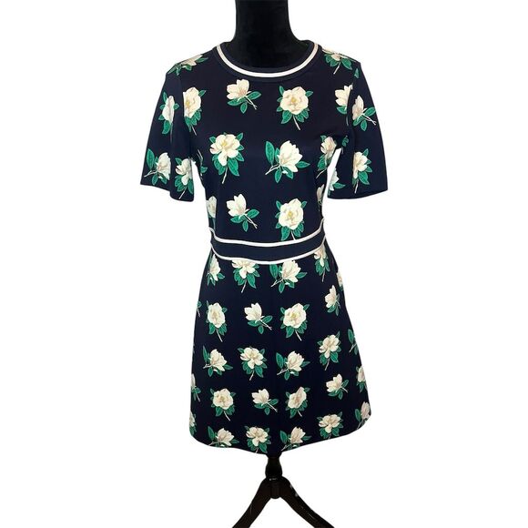 Draper James Women's S Blue Magnolia Print Knee Length Dress Casual - Picture 3 of 7